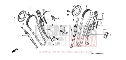 CHAINE A CAMES/TENDEUR NT650VW de 1998